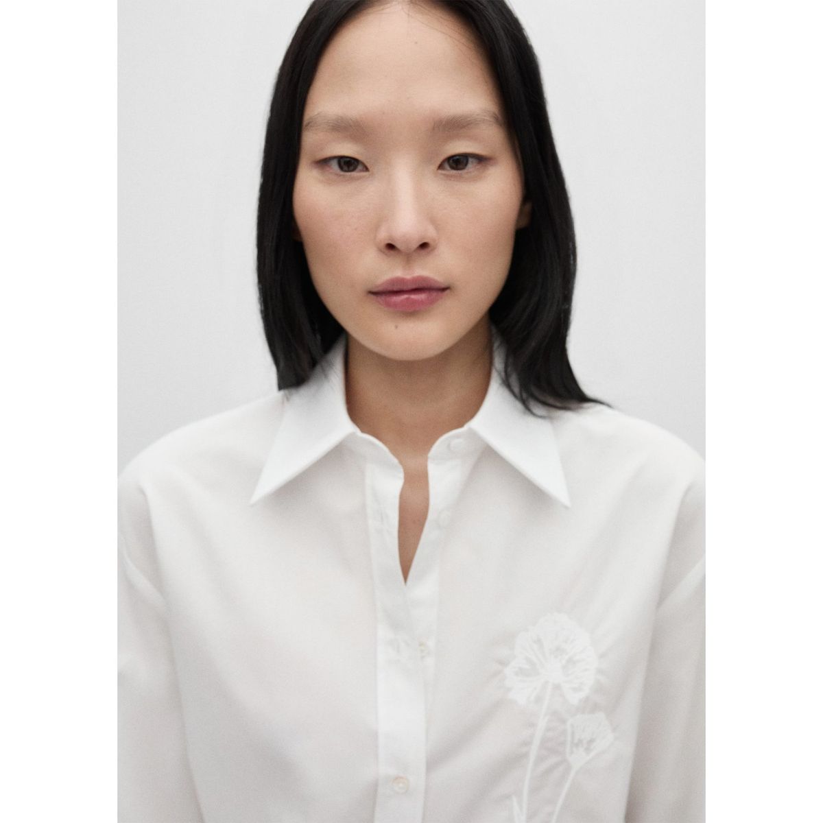 MANGO - Blusa Manga Larga Algodón Mujer Mango