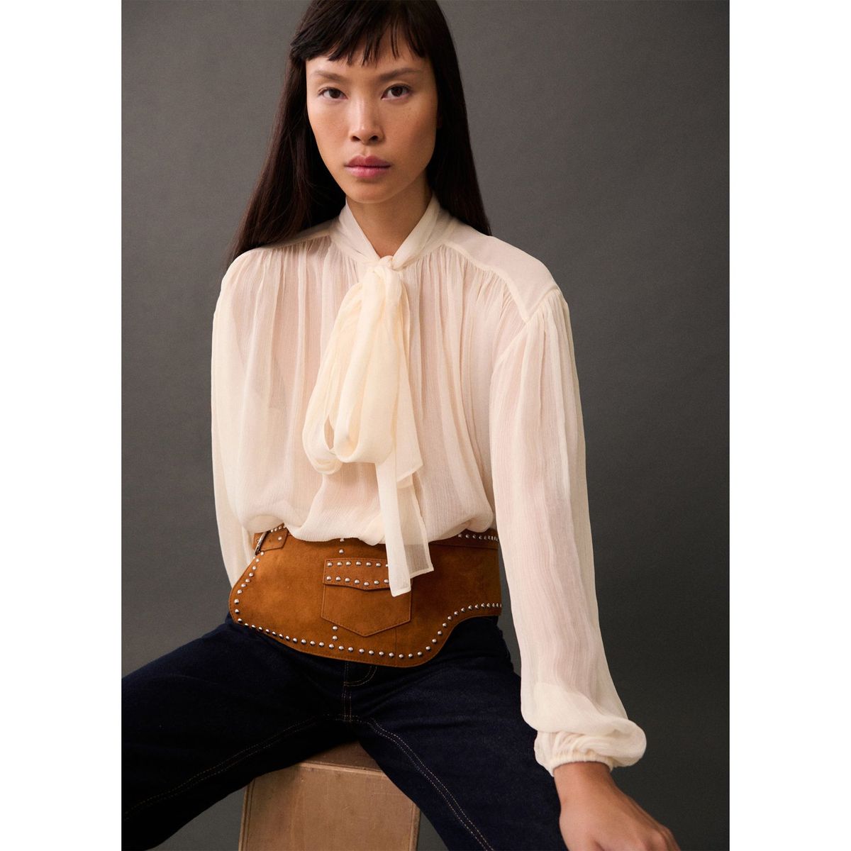 MANGO - Blusa Manga Larga Mujer Mango