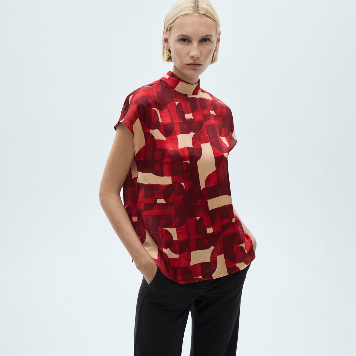 MANGO - Blusa Manga Corta Mujer Mango