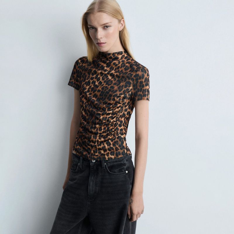 MANGO - Blusa Manga Corta Mujer Mango