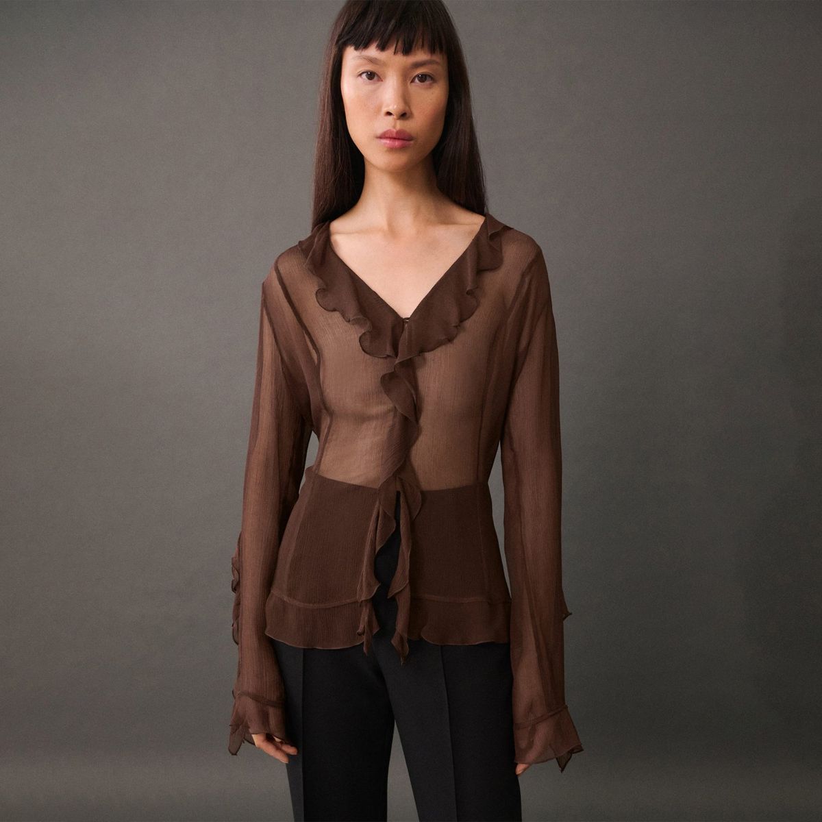 MANGO - Blusa Manga Larga Mujer Mango