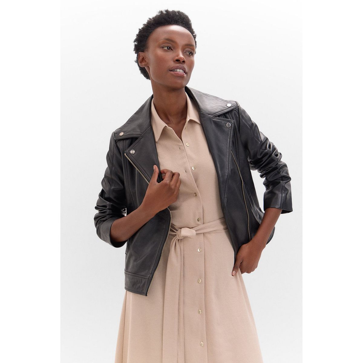 CORTEFIEL - Casaca 100% Cuero Mujer Cortefiel