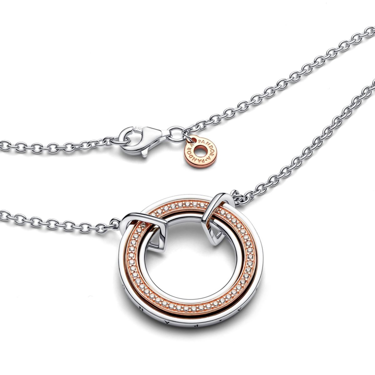 PANDORA - Collar Logo Y Pavé En Dos Tonos Pandora Signature