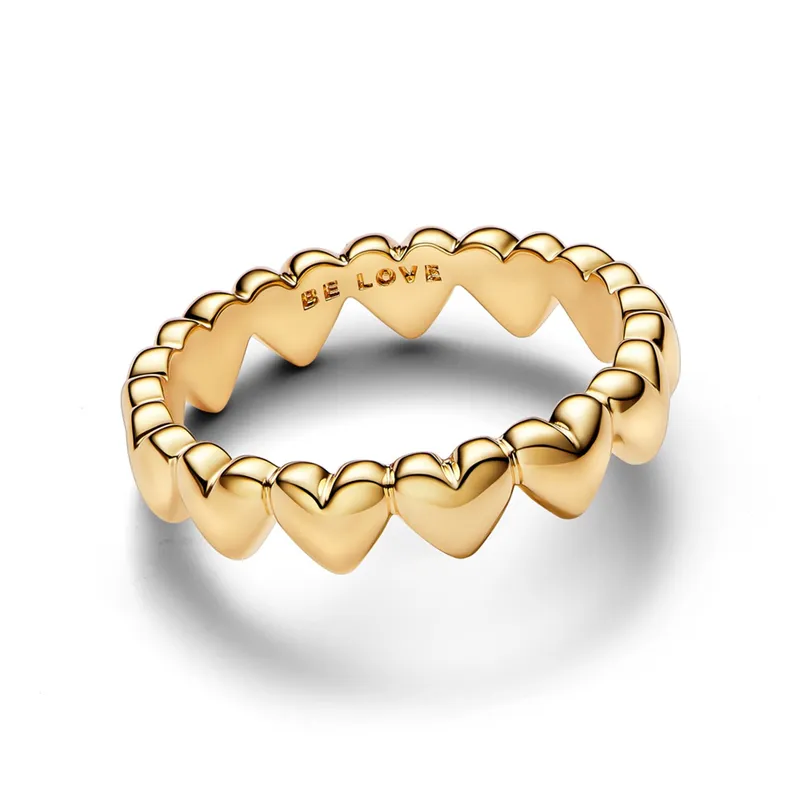 PANDORA - Anillo Fila De Corazones Oro 14k