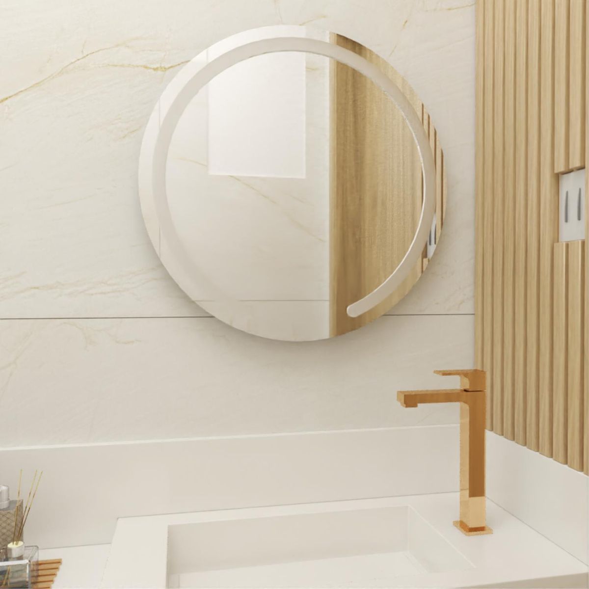 TUHOME - Espejo Ovalle Circular Sandblasting