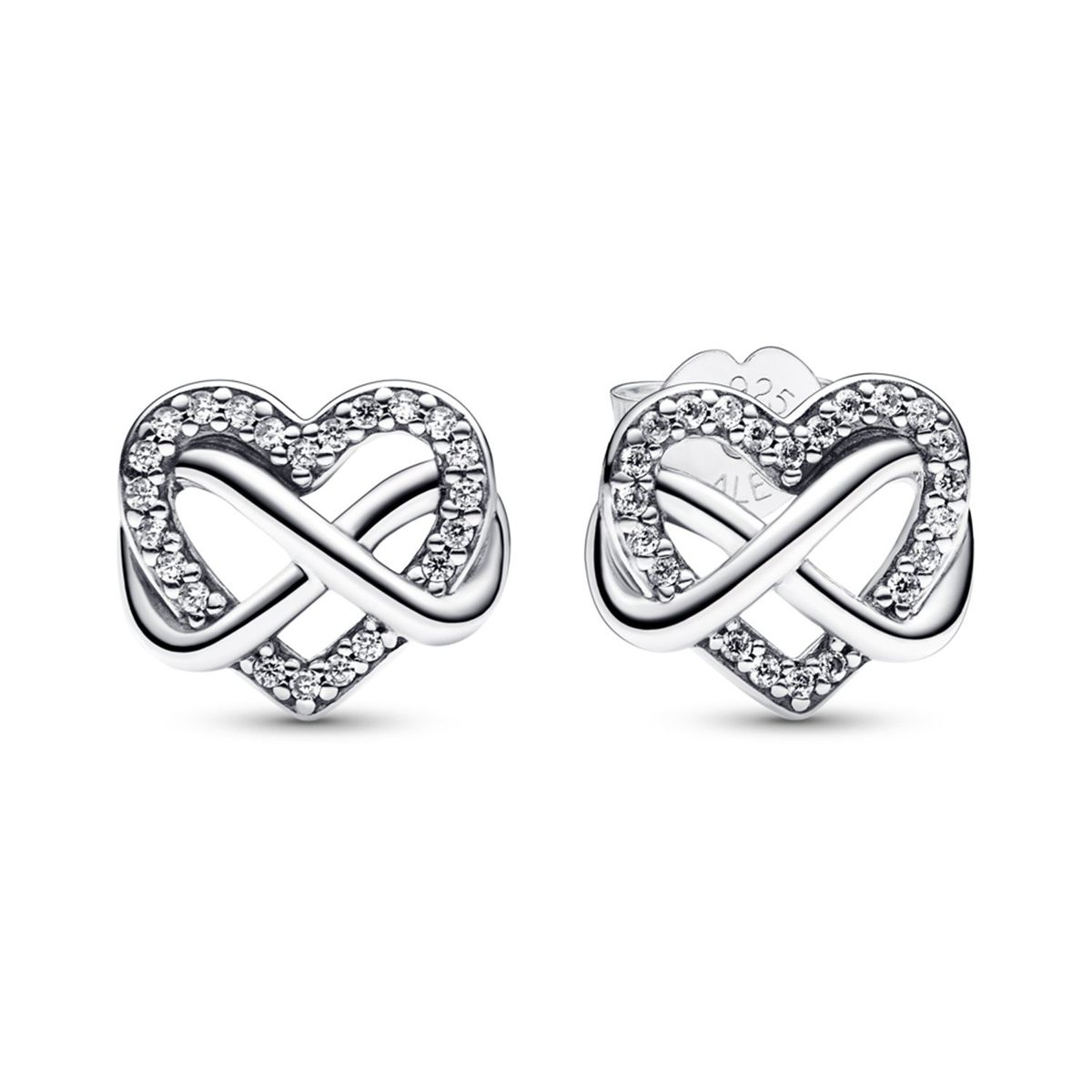 PANDORA - Aretes De Botón Corazón Infinito Brillante