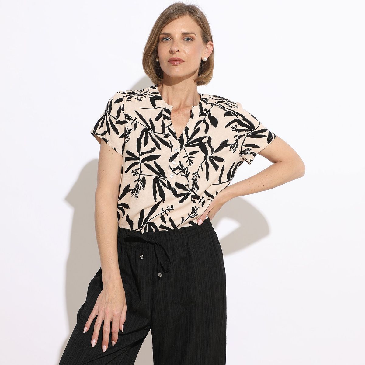 NEWPORT - Blusa Manga Corta Casual Mujer Newport