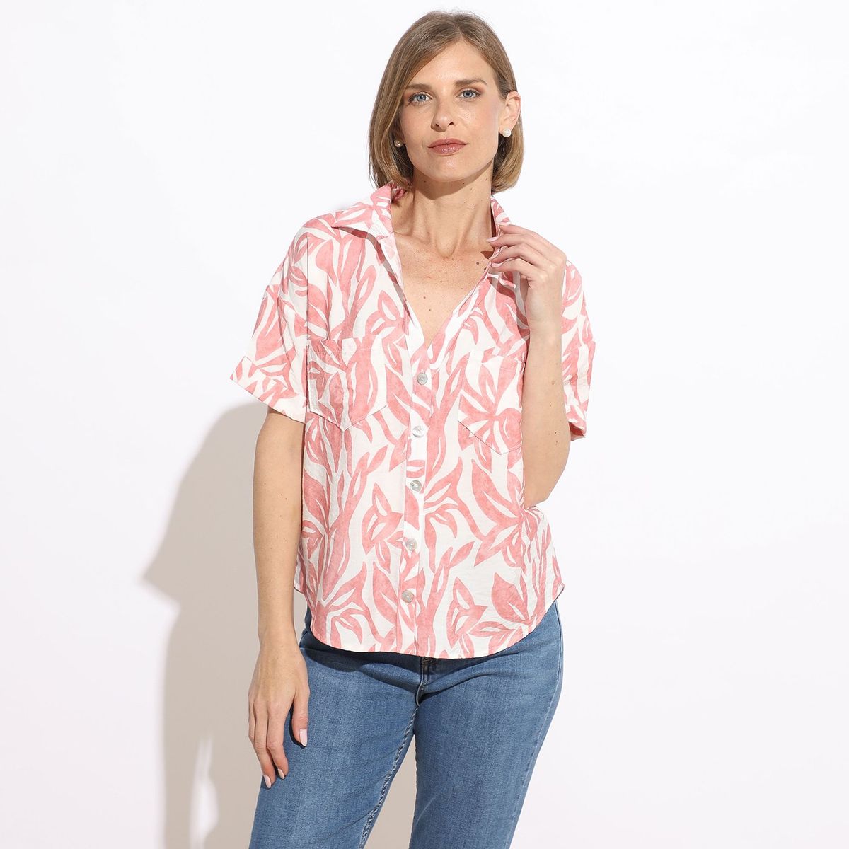 NEWPORT - Blusa Manga Corta Casual Mujer Newport
