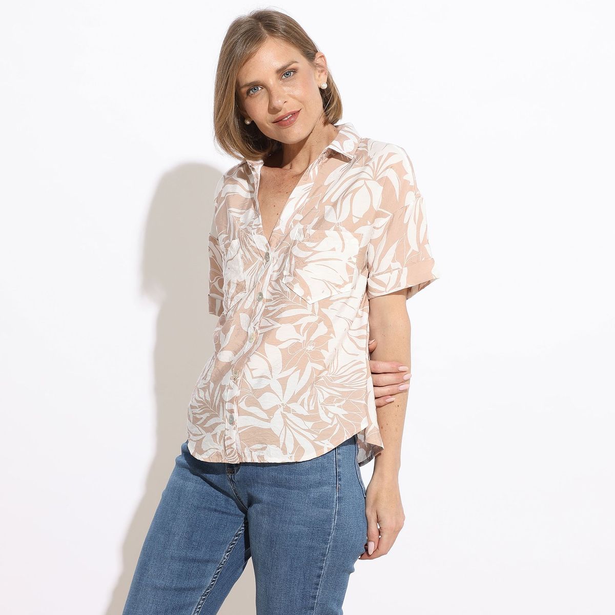 NEWPORT - Blusa Manga Corta Casual Mujer Newport