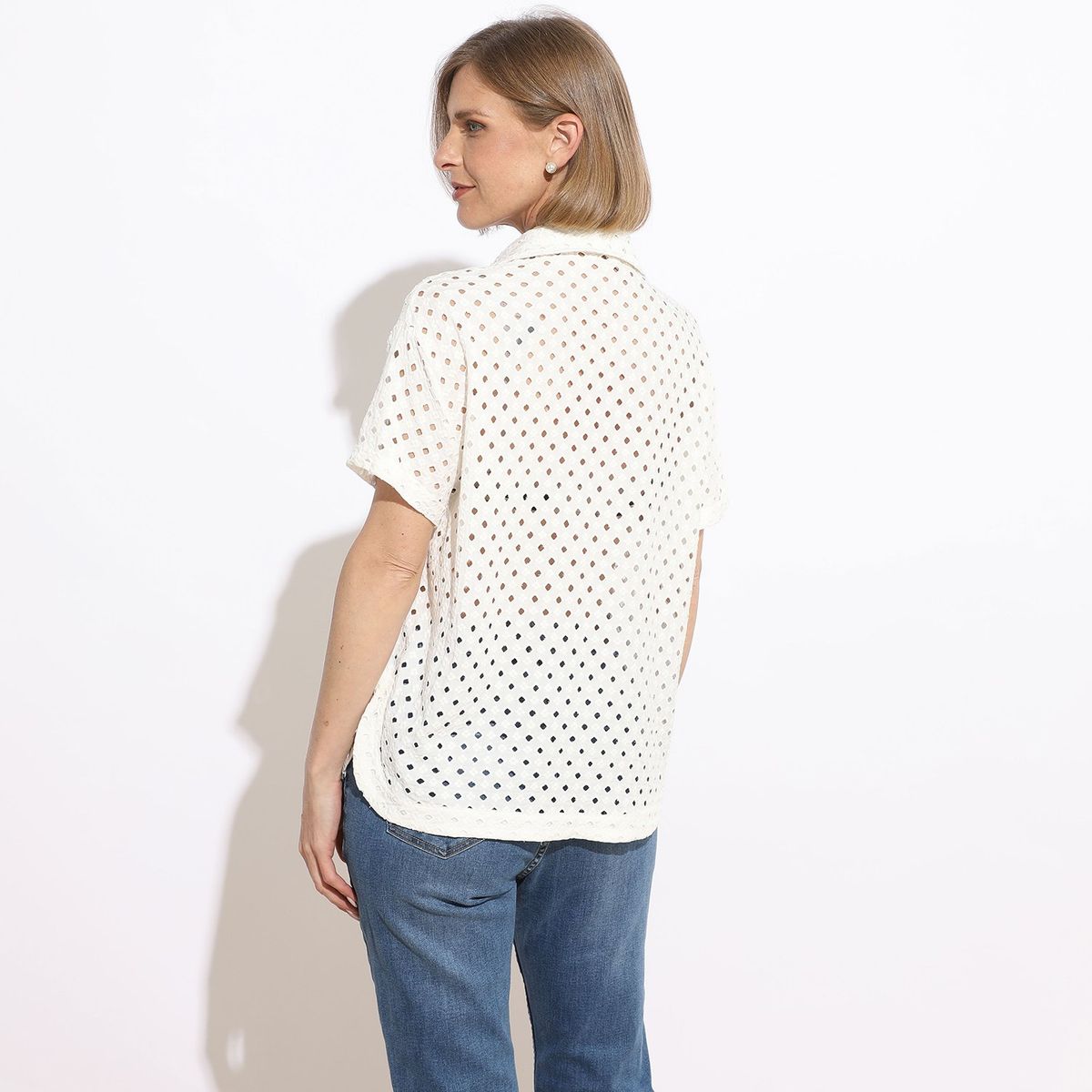 NEWPORT - Blusa Manga Corta 100% Algodón Mujer Newport