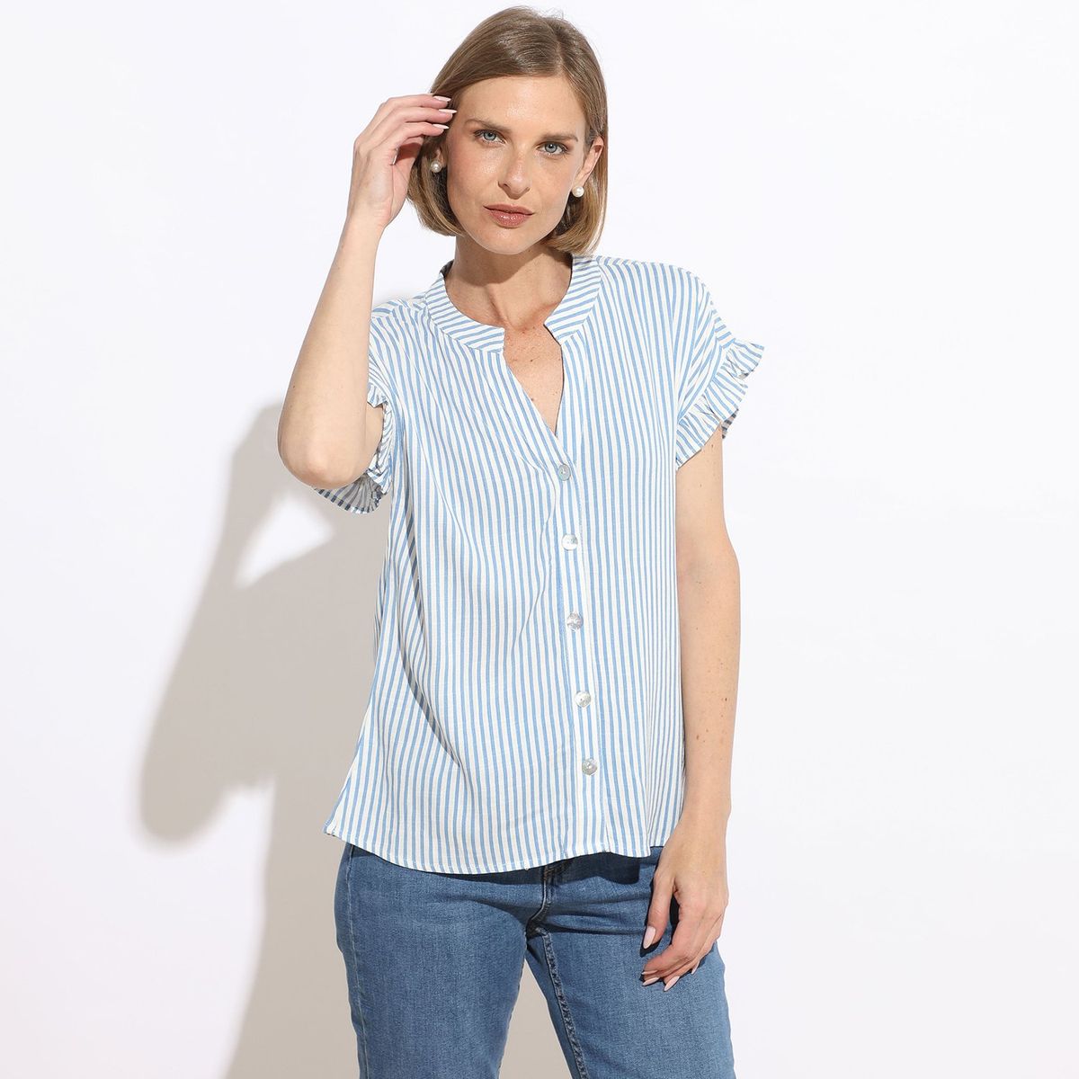 NEWPORT - Blusa Manga Corta Casual Mujer Newport