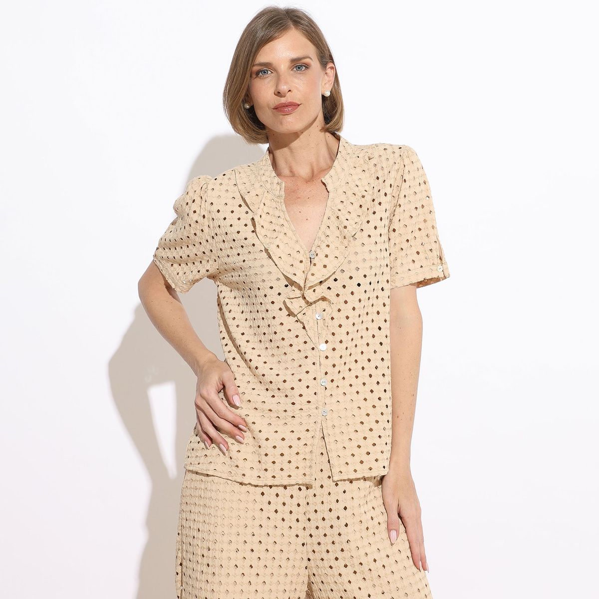 NEWPORT - Blusa Manga Corta 100% Algodón Mujer Newport