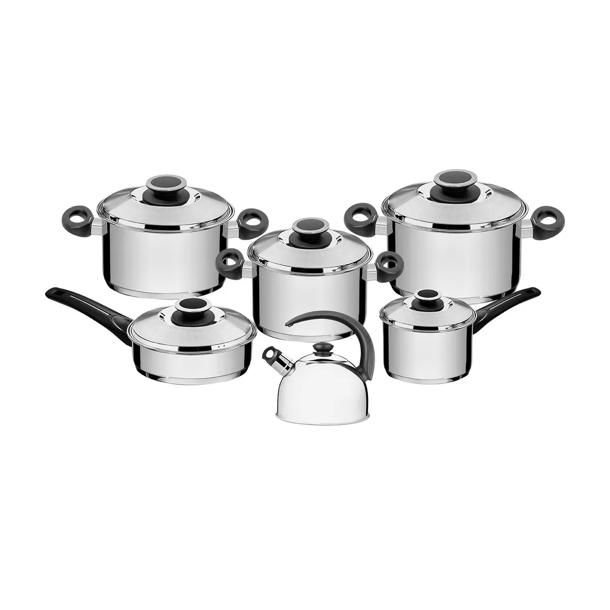 TRAMONTINA - Juego Ollas 11 Piezas Acero Inoxidable New Solar