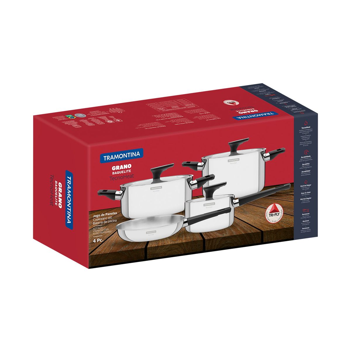 TRAMONTINA - Jgo Ollas 7pz Grano Baq T/acer