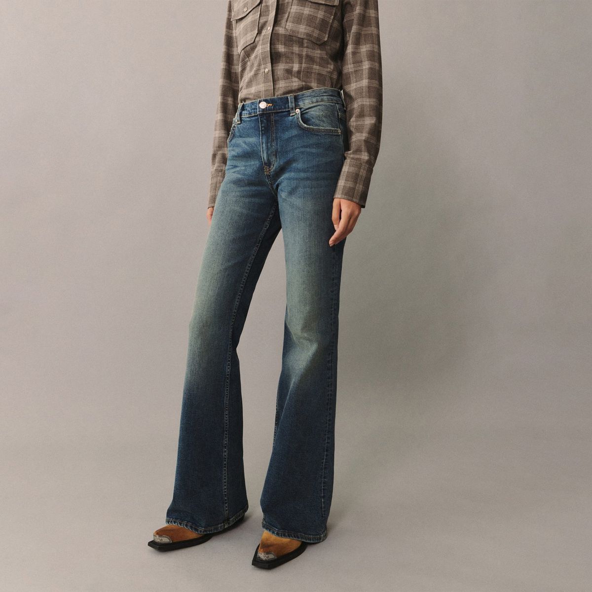 MANGO - Jean Flare Algodón Mujer Mango