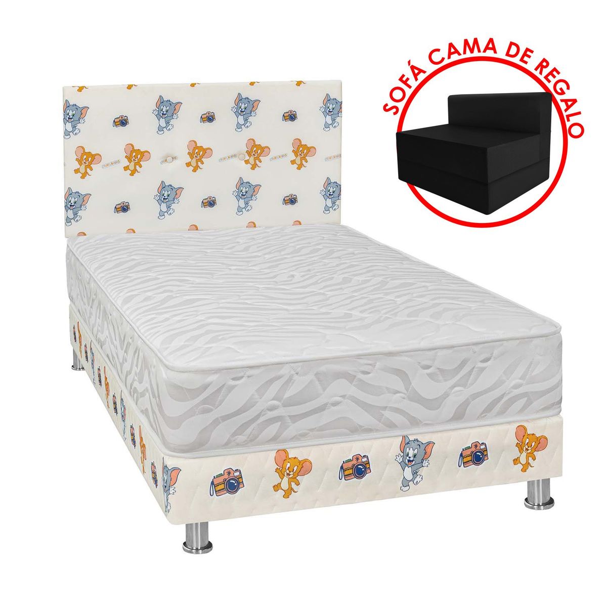 FORLI - Dormitorio Tom Jerry 1.5 Plz Blanco + Sofá