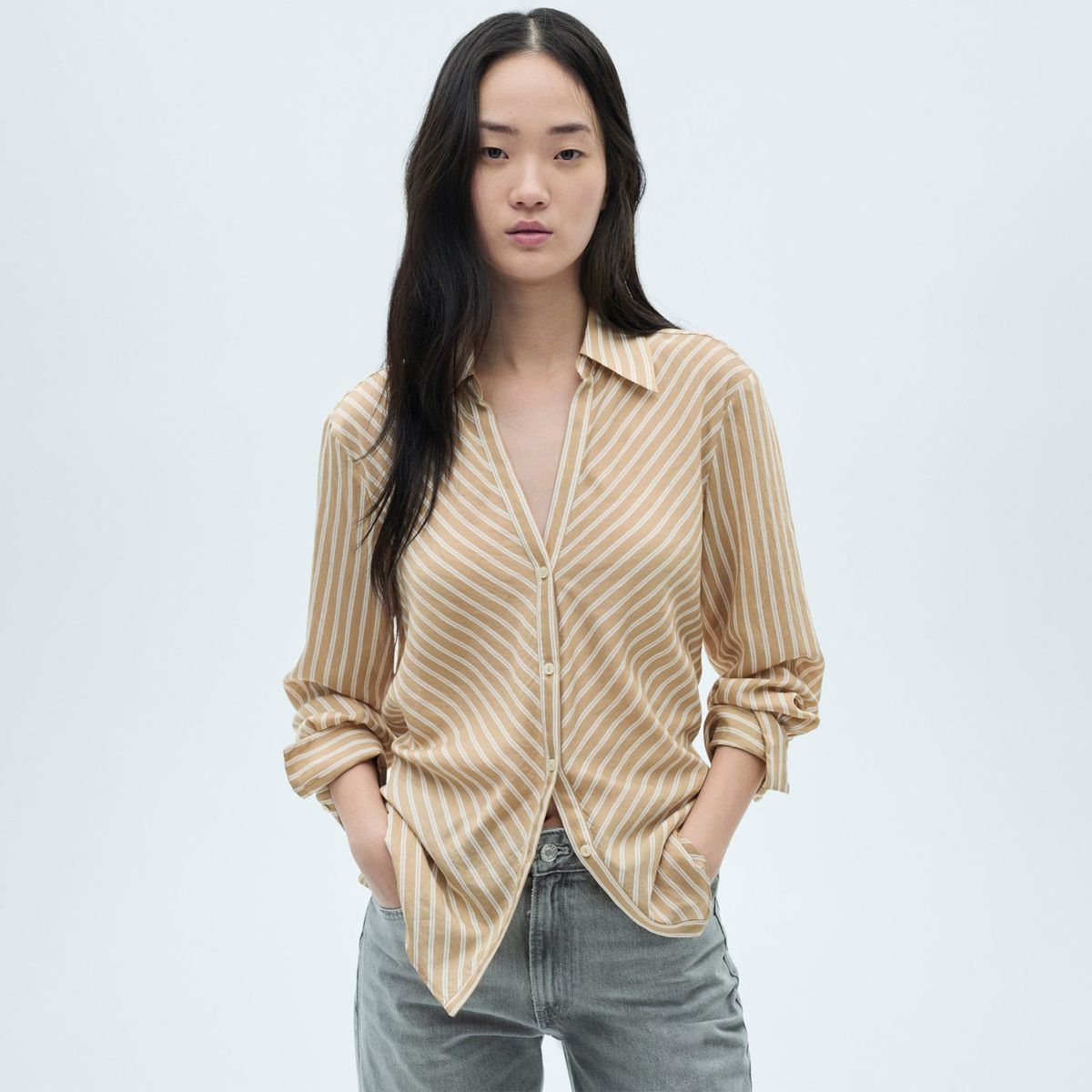 MANGO - Blusa Manga Larga Mujer Mango