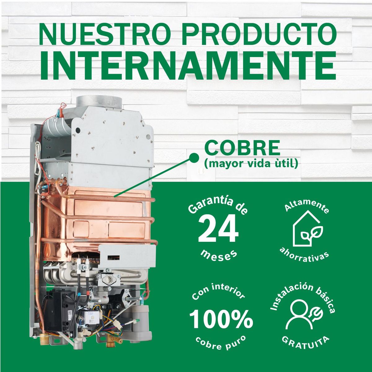 Bosch - Terma A Gas Gn Vital 10 L Baja Presión + Kit