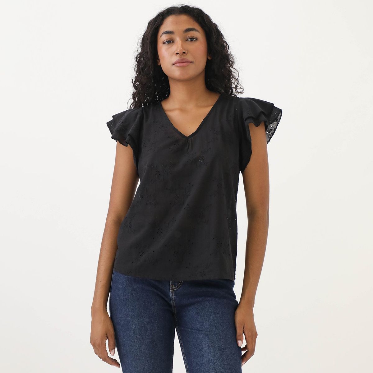 ELLE - Blusa Manga Corta 100% Algodón Mujer Elle