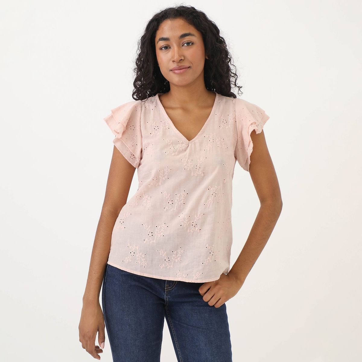 ELLE - Blusa Manga Corta 100% Algodón Mujer Elle