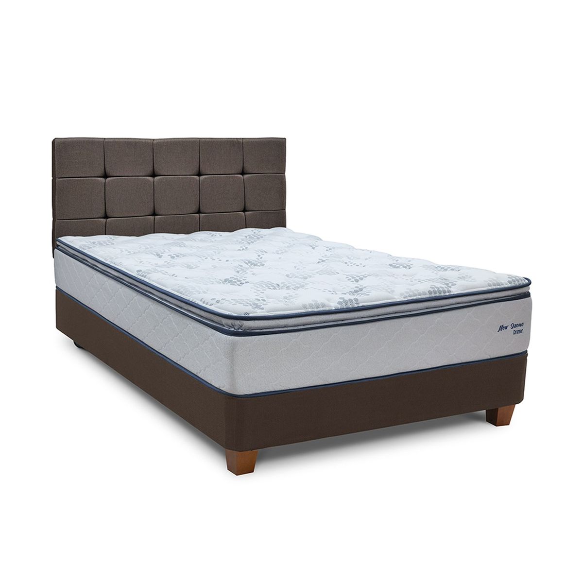 DRIMER - Dormitorio Americano Ozono 2 Plz Marrón + 2 Almohadas + 1 Protector