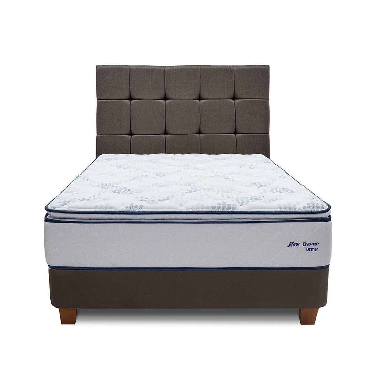 DRIMER - Dormitorio Americano Ozono Queen Marrón + 2 Almohadas + 1 Protector