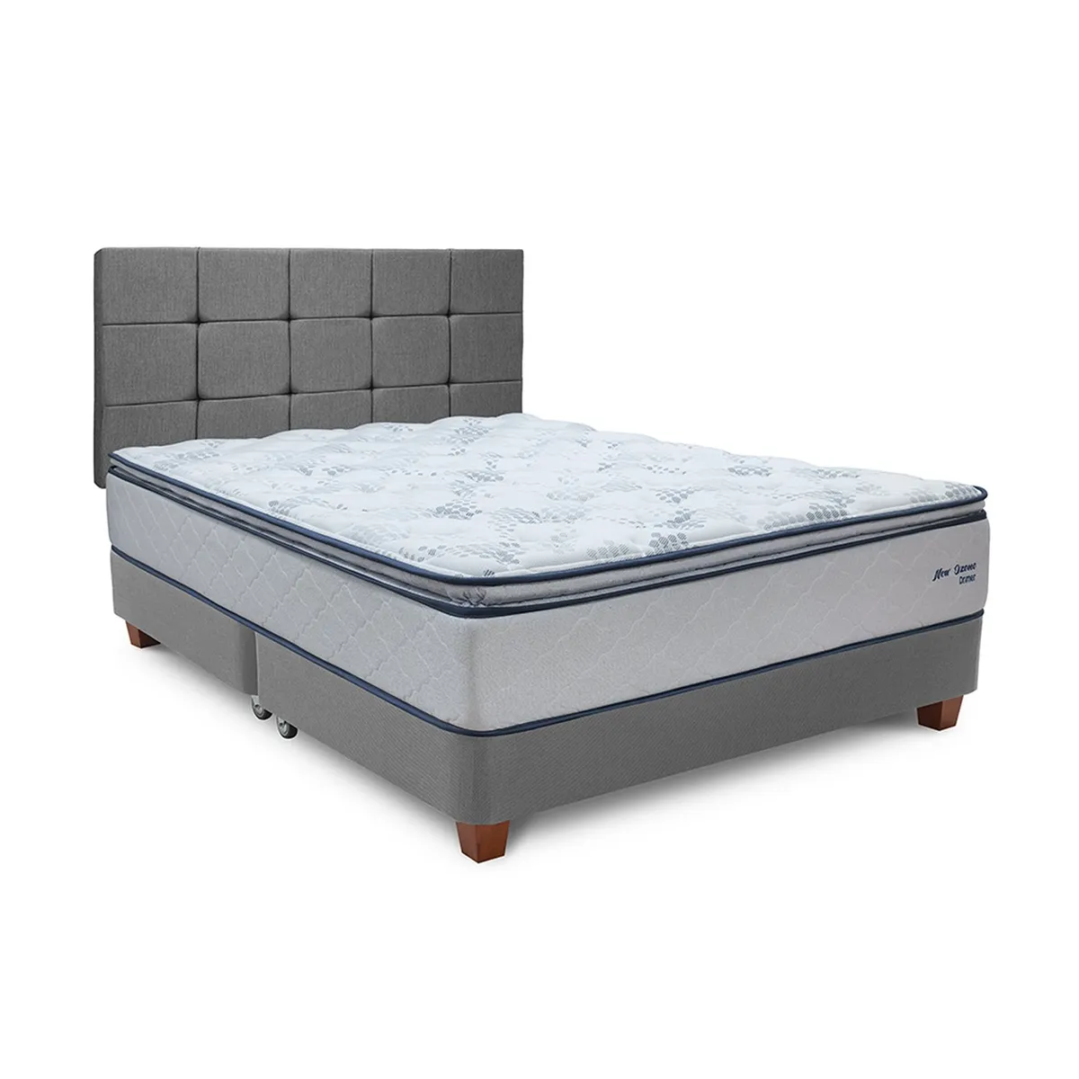 DRIMER - Dormitorio Americano Ozono King Plata + 2 Almohadas + 1 Protector