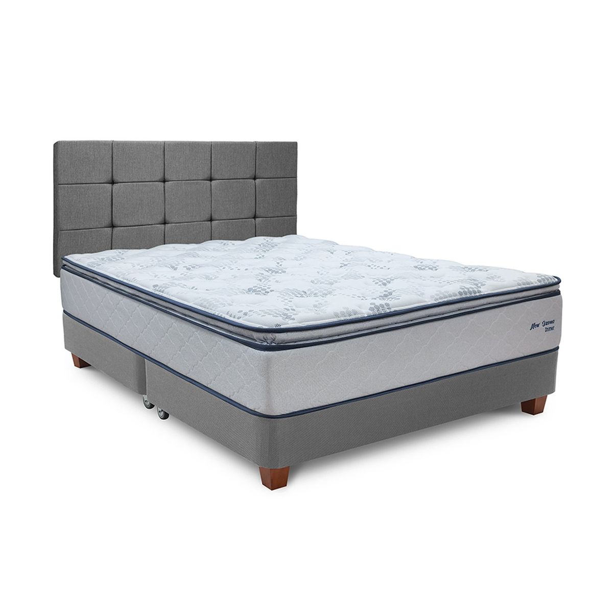 DRIMER - Dormitorio Americano Ozono King Plata + 2 Almohadas + 1 Protector