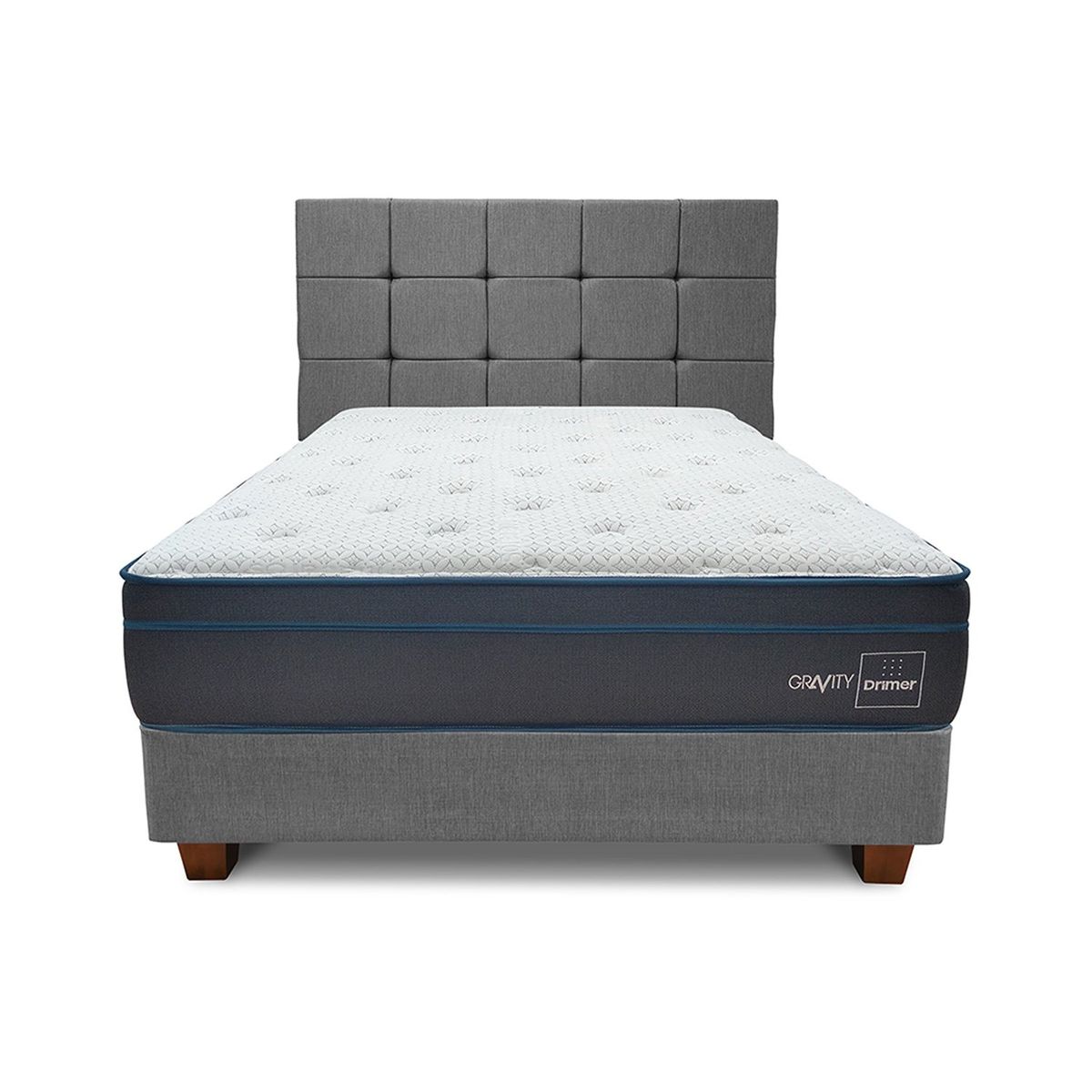 DRIMER - Dormitorio Americano Gravity 2 Plz Plata + 2 Almohadas + 1 Protector