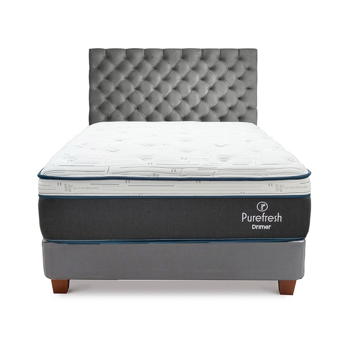 DRIMER - Dormitorio Americano Pure Fresh King Plata + 2 Almohadas + 1 Protector