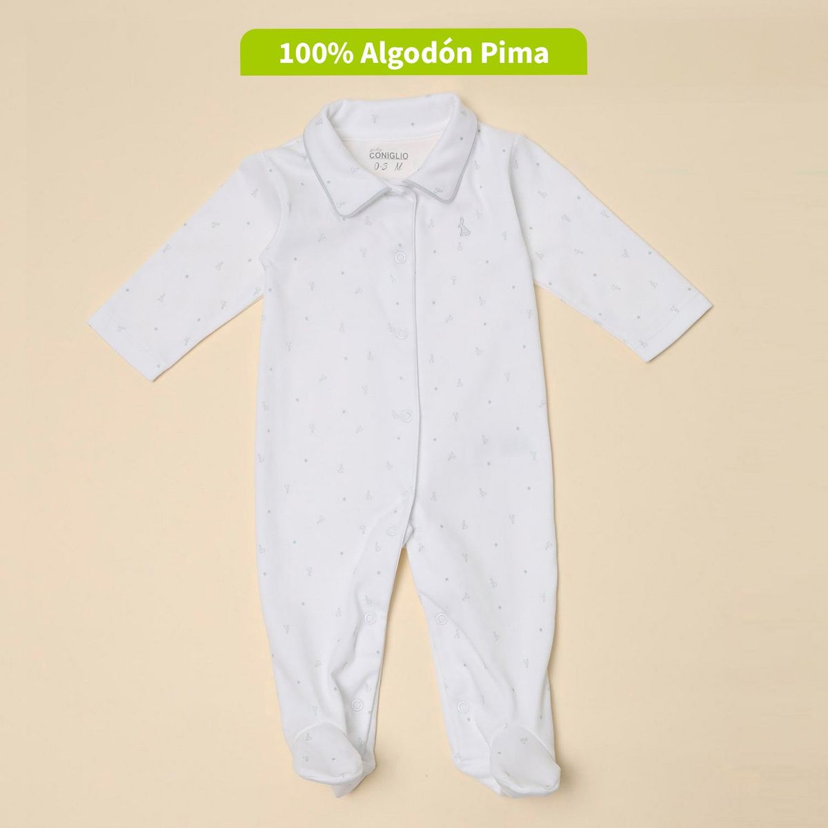 CONIGLIO - Enterizo Bebé Niño Manga Larga Algodón Pima Coniglio