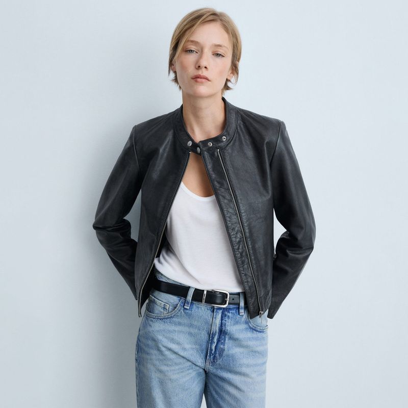 MANGO - Casaca 100% Cuero Mujer Mango