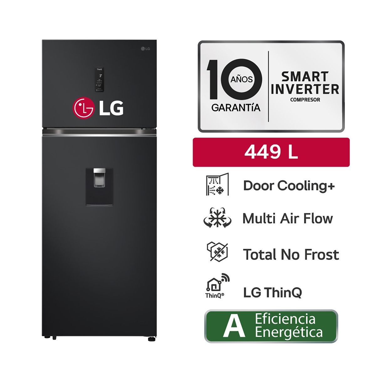 LG - Refrigeradora Vt45APMC 449LT Door Cooling+Top Freezer Negro Mate LG