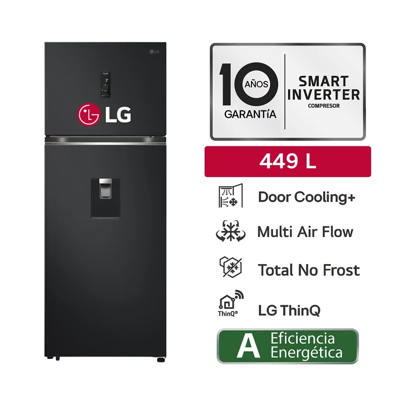LG - Refrigeradora Vt45APMC 449LT Door Cooling+Top Freezer Negro Mate LG