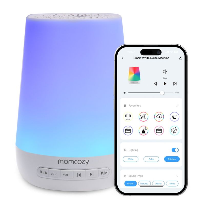 MOMCOZY - Monitor Y Lámpara Inteligente De Ruido Blanco Para Bebé Momcozy