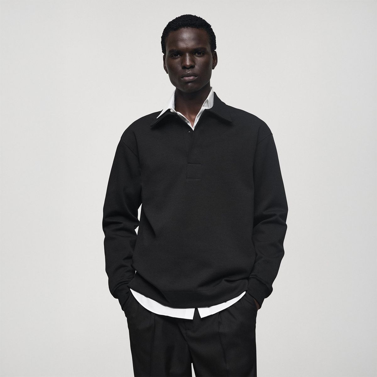 MANGO - Polo Manga Larga Algodón Hombre Mango