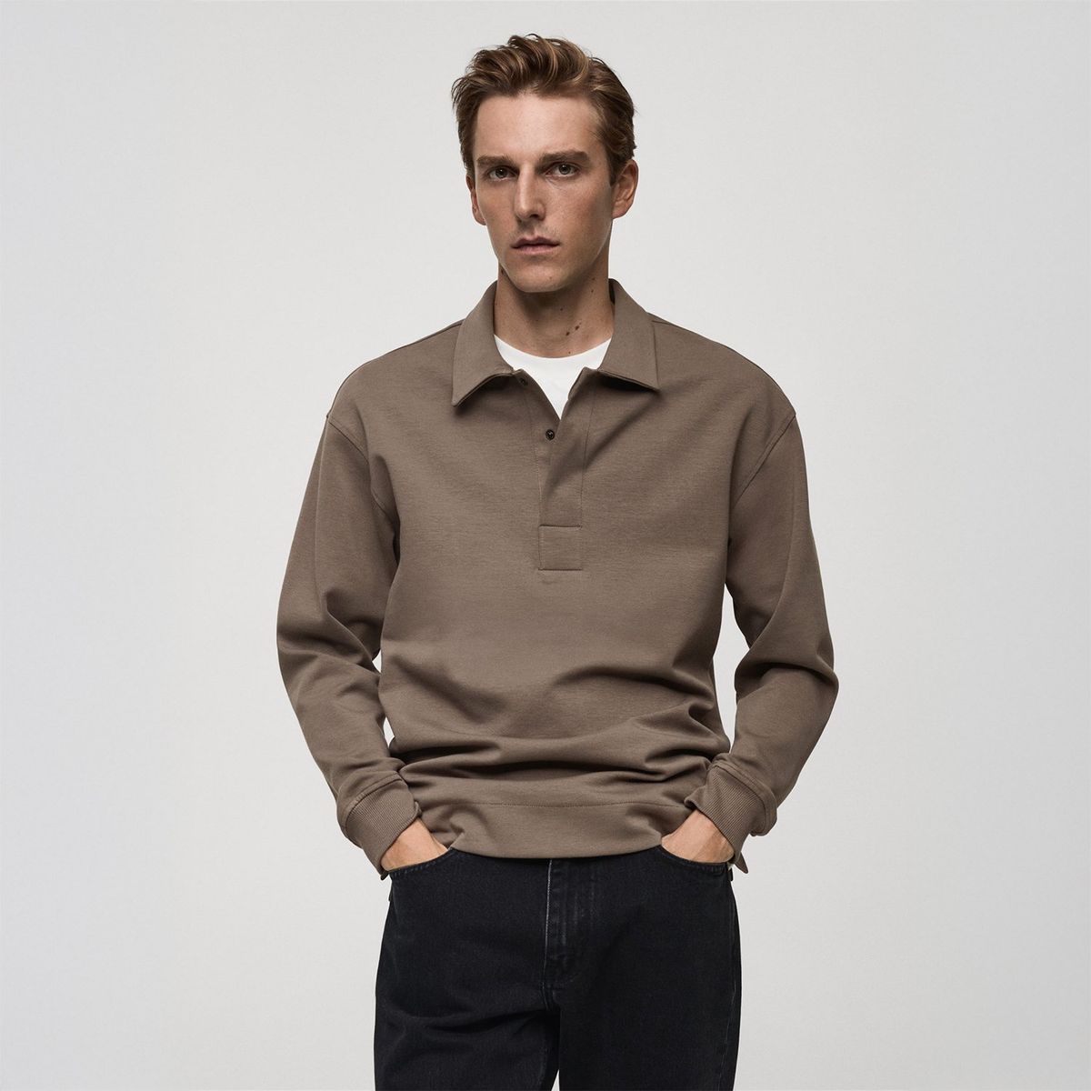 MANGO - Polo Manga Larga Algodón Hombre Mango