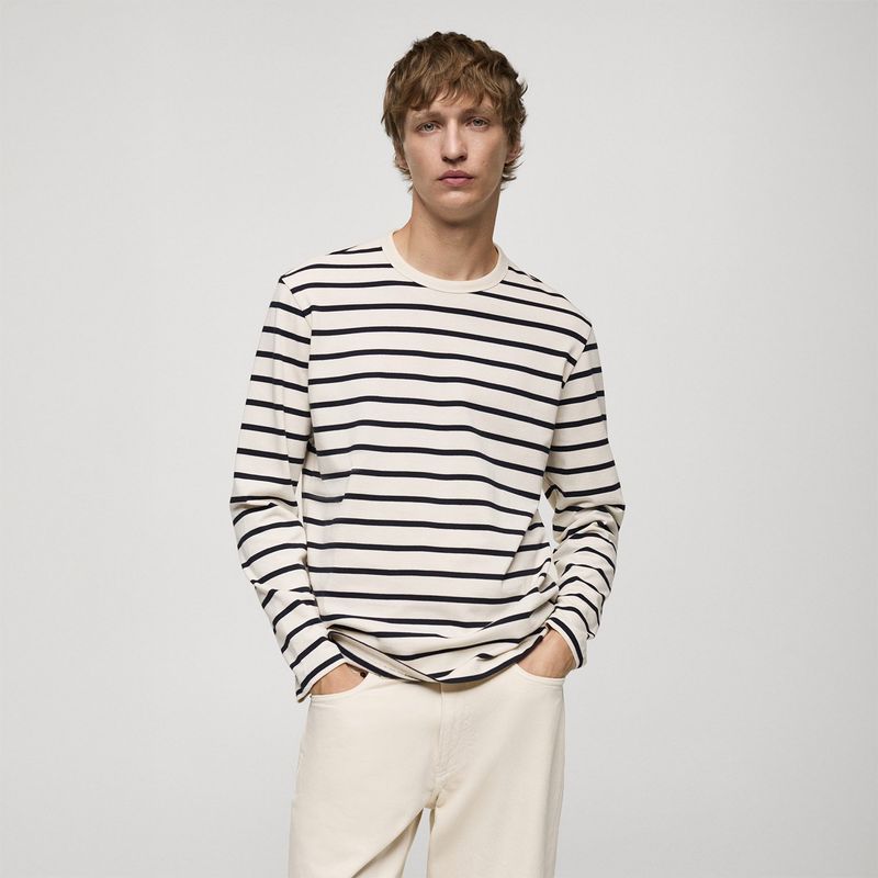 MANGO - Polo Manga Larga 100% Algodón Hombre Mango