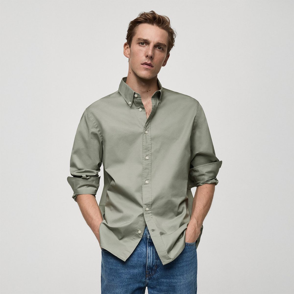 MANGO - Camisa Manga Larga Algodón Hombre Mango 