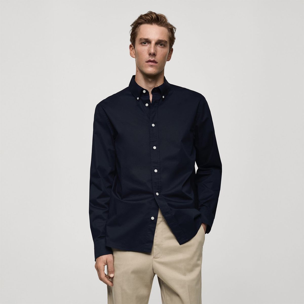 MANGO - Camisa Manga Larga Algodón Hombre Mango 