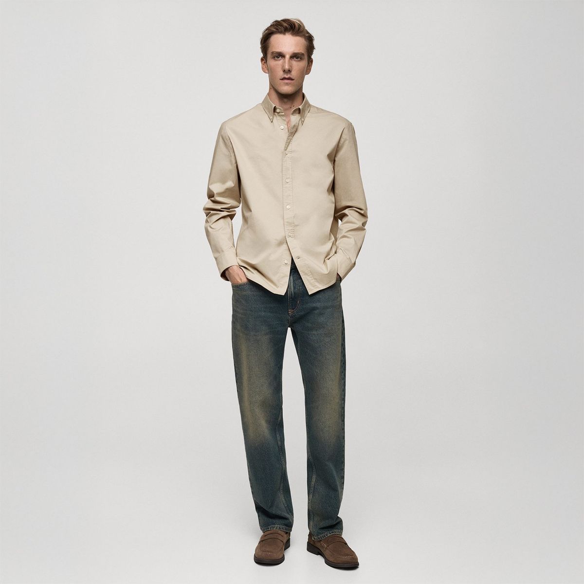 MANGO - Camisa Manga Larga Algodón Hombre Mango 