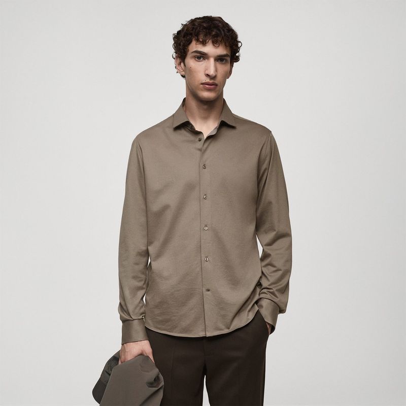 MANGO - Camisa Manga Larga Algodón Hombre Mango 