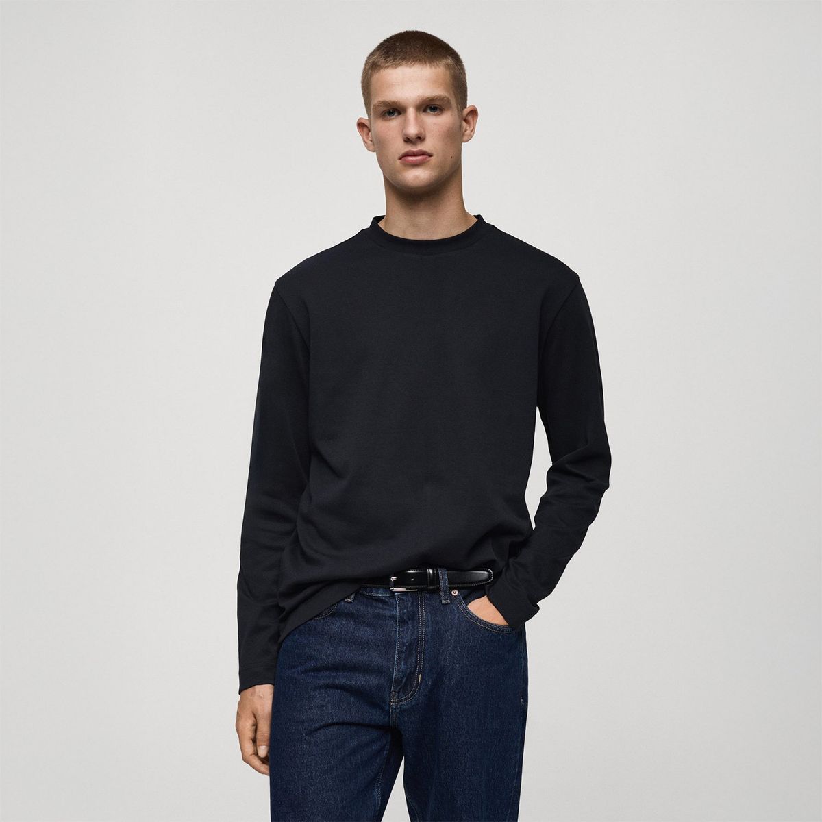 MANGO - Polo Manga Larga 100% Algodón Hombre Mango