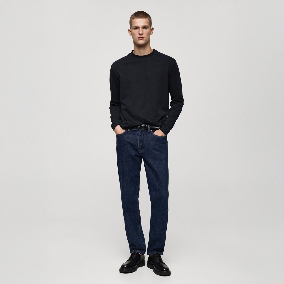 MANGO - Polo Manga Larga 100% Algodón Hombre Mango