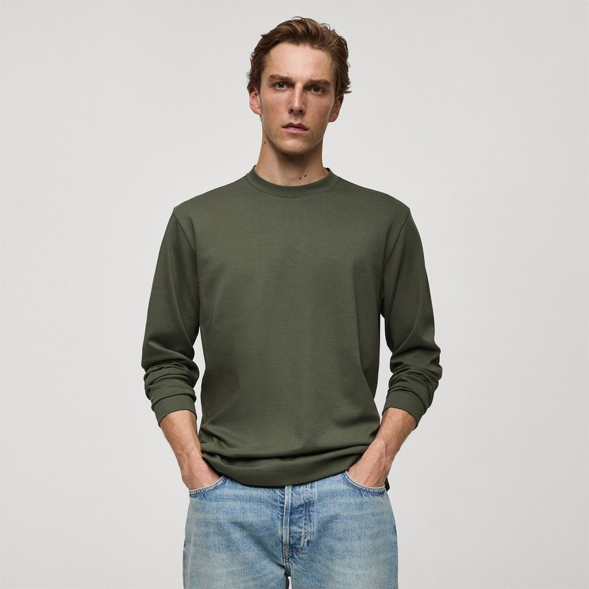 MANGO - Polo Manga Larga 100% Algodón Hombre Mango