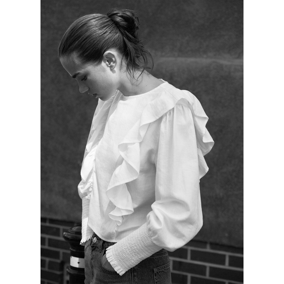 MANGO TEEN - Blusa Manga Larga 100% Algodón Mujer Mango