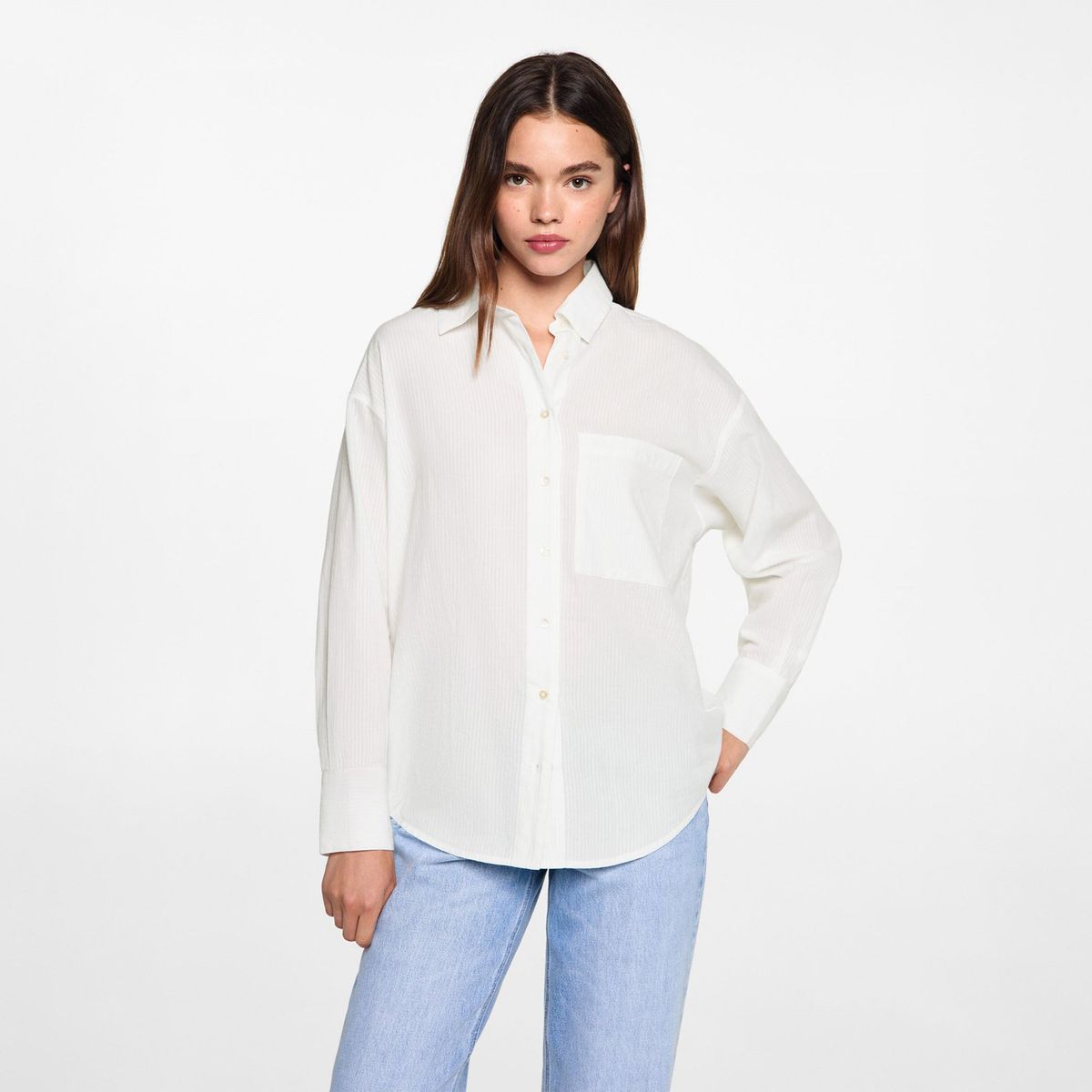 MANGO TEEN - Blusa Manga Larga 100% Algodón Mujer Mango
