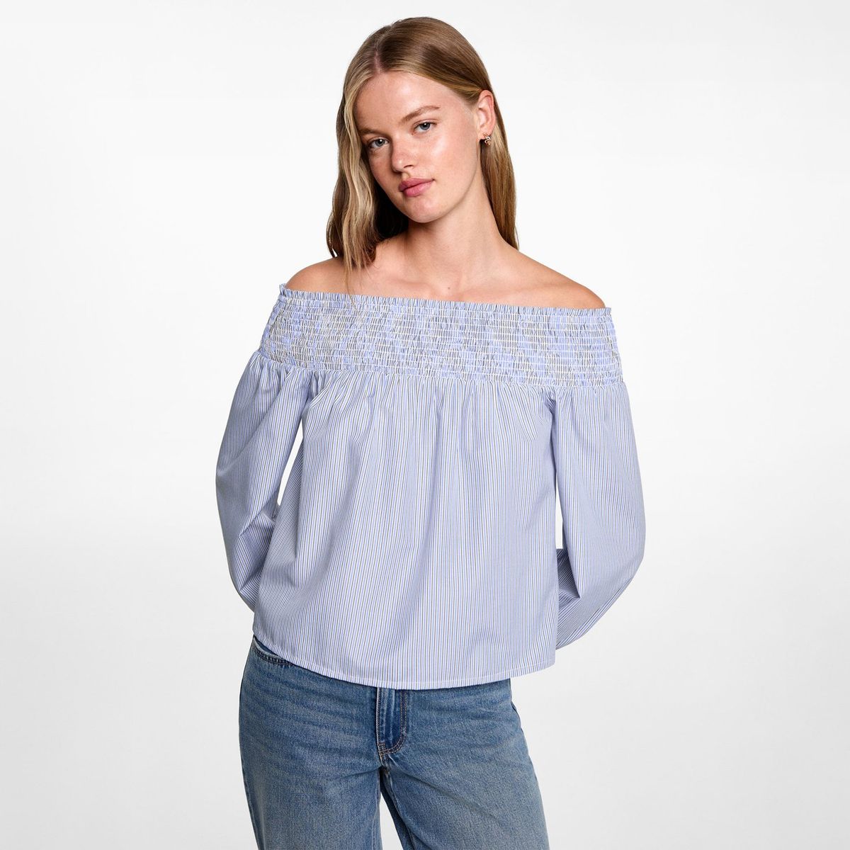 MANGO TEEN - Blusa Manga Larga 100% Algodón Mujer Mango