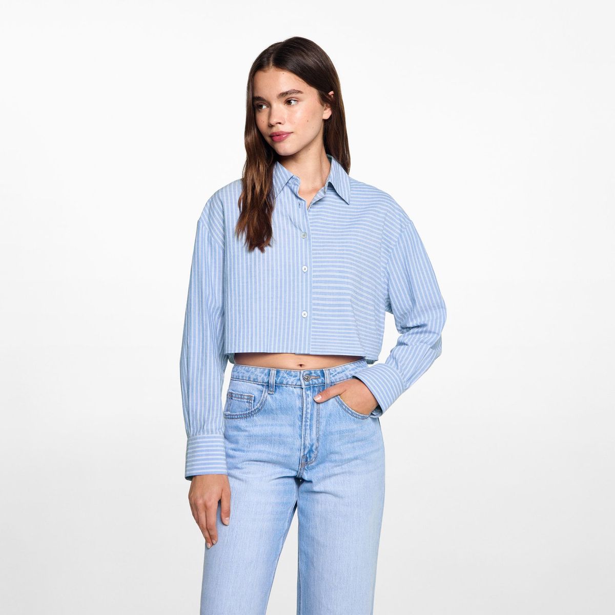 MANGO TEEN - Blusa Manga Larga 100% Algodón Mujer Mango