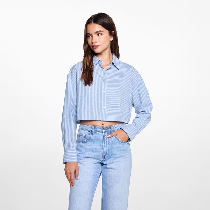 MANGO TEEN - Blusa Manga Larga 100% Algodón Mujer Mango